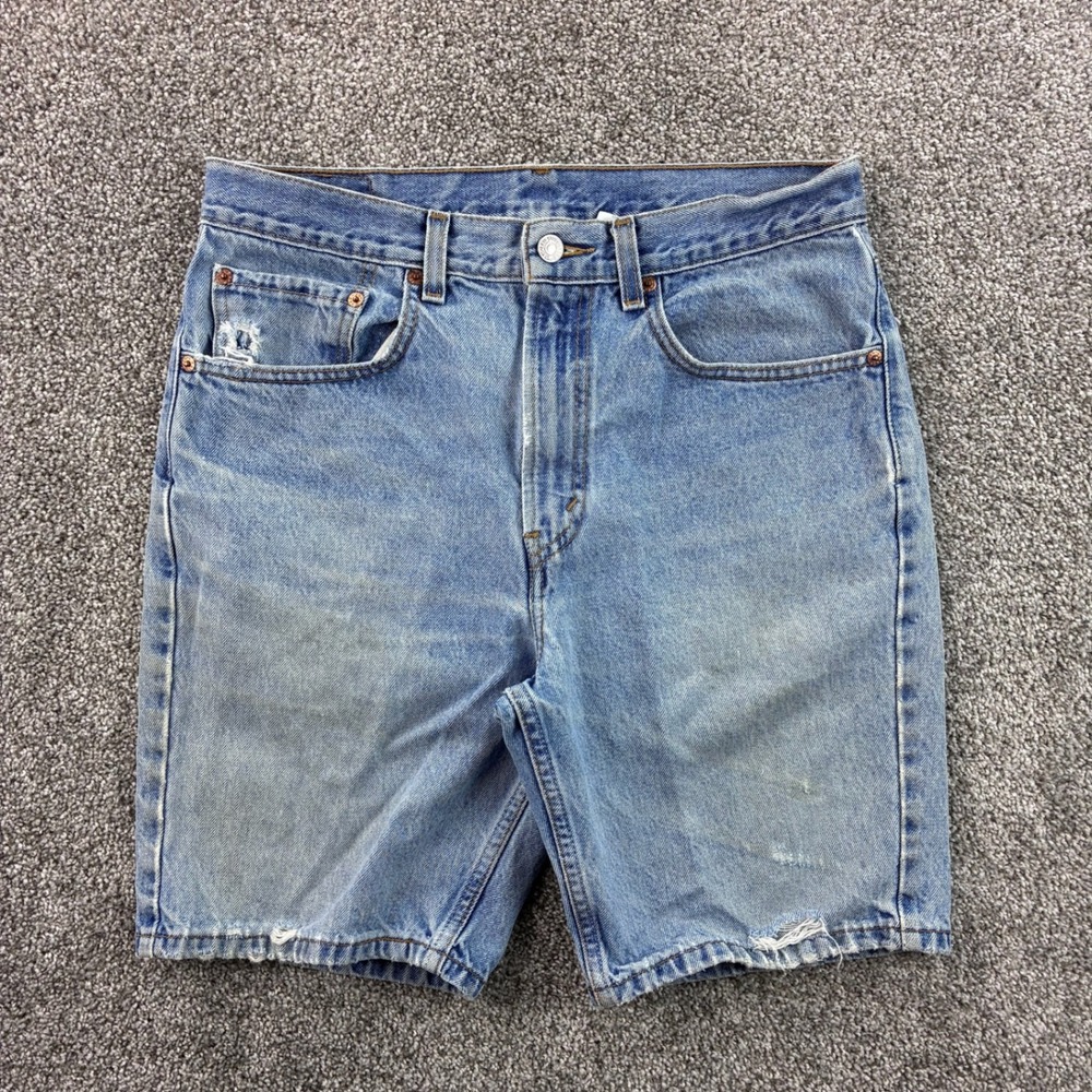 Vintage Y2K Levi's 505 Denim Shorts Mens 32 Blue Cotton Regular Fit Distressed